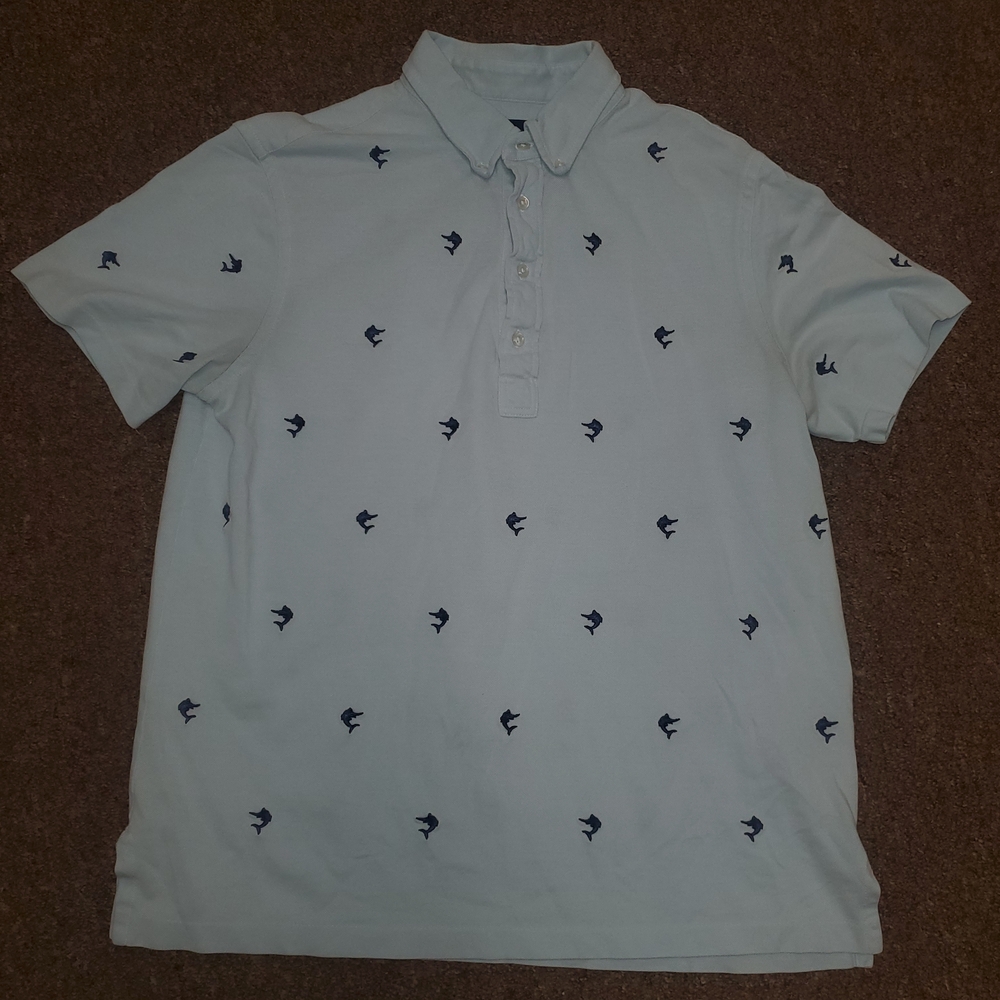Ralph Lauren Knit Oxford Polo Mens Large Hampton Blue Shirt Embroidered Marlin